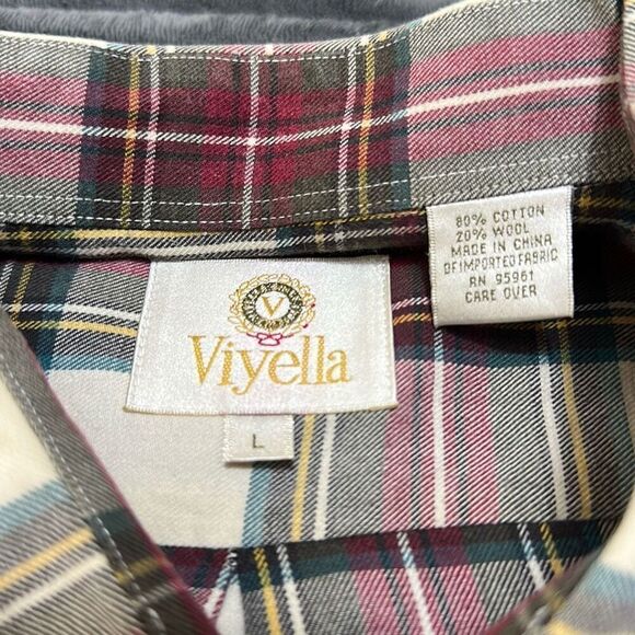 Viyella Cotton Wool Long Sleeve Plaid Shirt - Picture 3 of 6